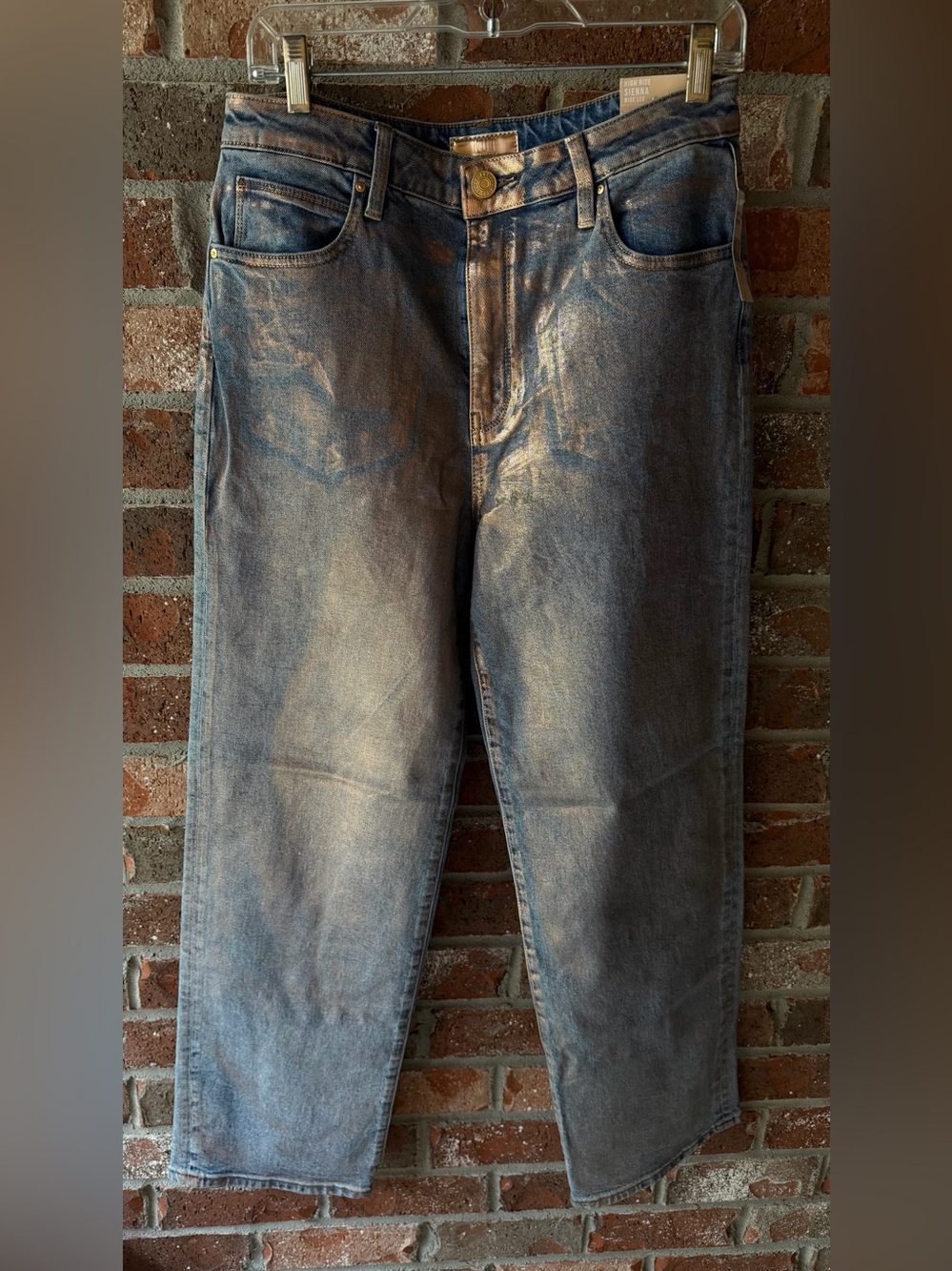 KUT from the Kloth Sienna Metallic High Rise Wide Leg Jeans size 6